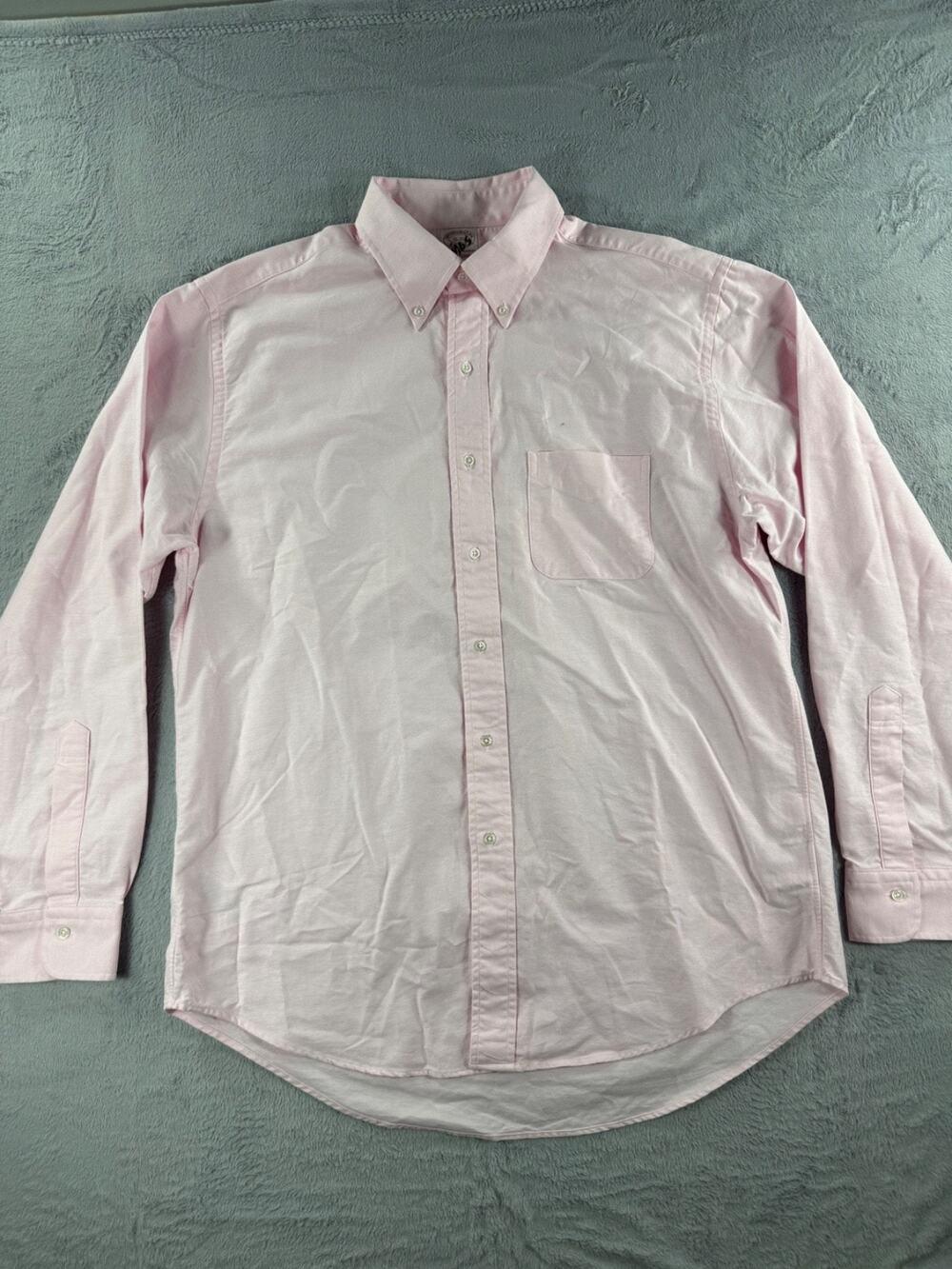 Brooks Brothers Shirt Mens Size 16 35 Pink Traditional Oxford Button Down Pocket